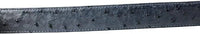 Genuine Exotic Full Quill Ostrich Skin Cowboy Belt with Removable Buckle - Blue Jeans - OriginalWestern.com