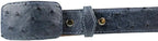 Genuine Exotic Full Quill Ostrich Skin Cowboy Belt with Removable Buckle - Blue Jeans - OriginalWestern.com