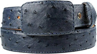 Genuine Exotic Full Quill Ostrich Skin Cowboy Belt with Removable Buckle - Blue Jeans - OriginalWestern.com