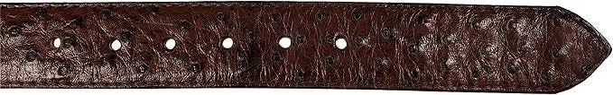 Genuine Exotic Full Quill Ostrich Skin Cowboy Belt with Removable Buckle - Brown - OriginalWestern.com