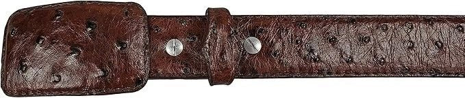 Genuine Exotic Full Quill Ostrich Skin Cowboy Belt with Removable Buckle - Brown - OriginalWestern.com
