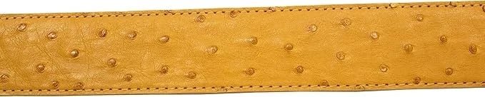 Genuine Exotic Full Quill Ostrich Skin Cowboy Belt with Removable Buckle - Buttercup - OriginalWestern.com