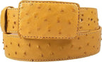 Genuine Exotic Full Quill Ostrich Skin Cowboy Belt with Removable Buckle - Buttercup - OriginalWestern.com