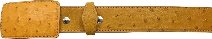 Genuine Exotic Full Quill Ostrich Skin Cowboy Belt with Removable Buckle - Buttercup - OriginalWestern.com
