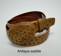 Genuine Exotic Full Quill Ostrich Skin Cowboy Belt with Removable Buckle - Tan - OriginalWestern.com