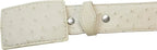 Genuine Exotic Full Quill Ostrich Skin Cowboy Belt with Removable Buckle - White - OriginalWestern.com