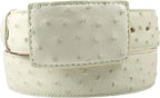 Genuine Exotic Full Quill Ostrich Skin Cowboy Belt with Removable Buckle - White - OriginalWestern.com