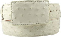 Genuine Exotic Full Quill Ostrich Skin Cowboy Belt with Removable Buckle - White - OriginalWestern.com