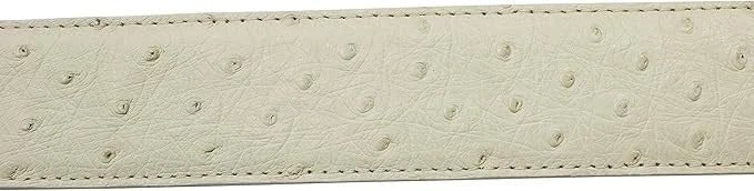 Genuine Exotic Full Quill Ostrich Skin Cowboy Belt with Removable Buckle - White - OriginalWestern.com