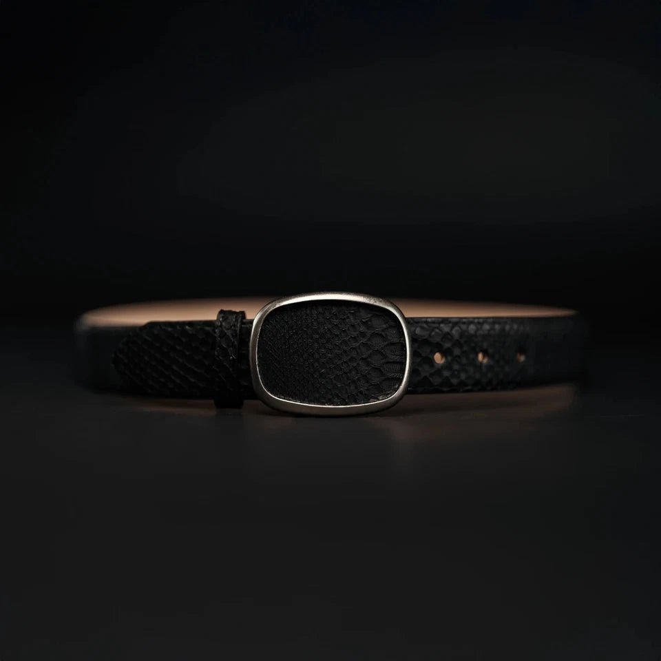 Genuine Exotic Python Snakeskin Western Belt with Removable Buckle - Black - OriginalWestern.com