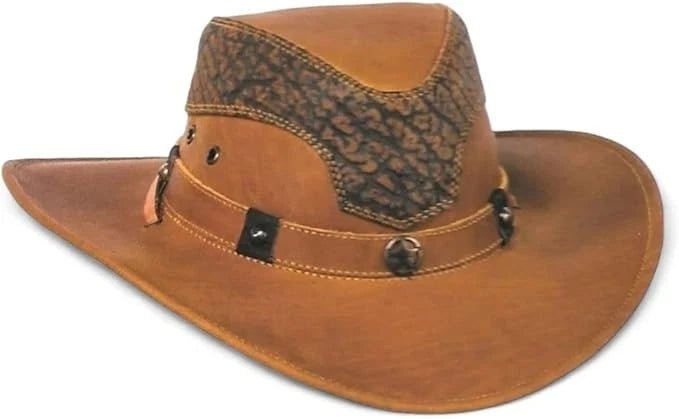 Genuine Leather Cowboy Western Hat for Men and Woman with Bull Shoulder-Camel - OriginalWestern.com