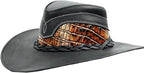 Genuine Leather Cowboy Western Hat for Men and Woman with Caiman Skin -Black - OriginalWestern.com