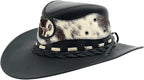 Genuine Leather Cowboy Western Hat for Men and Woman with Cowhide Hair-Black - OriginalWestern.com