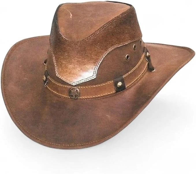 Genuine Leather Cowboy Western Hat for Men and Woman with Cowhide Hair-Brown - OriginalWestern.com