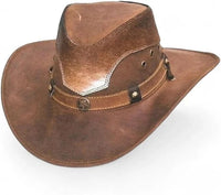 Genuine Leather Cowboy Western Hat for Men and Woman with Cowhide Hair-Brown - OriginalWestern.com