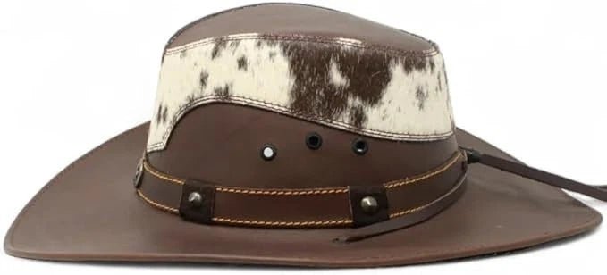 Genuine Leather Cowboy Western Hat for Men and Woman with Cowhide Hair-Brown - OriginalWestern.com