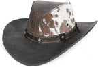 Genuine Leather Cowboy Western Hat for Men and Woman with Cowhide Hair-Brown - OriginalWestern.com