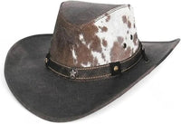 Genuine Leather Cowboy Western Hat for Men and Woman with Cowhide Hair-Brown - OriginalWestern.com