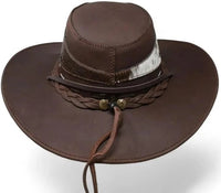 Genuine Leather Cowboy Western Hat for Men and Woman with Cowhide Hair-Brown - OriginalWestern.com
