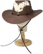 Genuine Leather Cowboy Western Hat for Men and Woman with Cowhide Hair-Brown - OriginalWestern.com