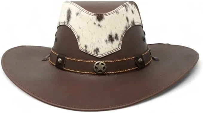 Genuine Leather Cowboy Western Hat for Men and Woman with Cowhide Hair-Brown - OriginalWestern.com