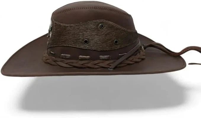 Genuine Leather Cowboy Western Hat for Men and Woman with Cowhide Hair-Brown - OriginalWestern.com