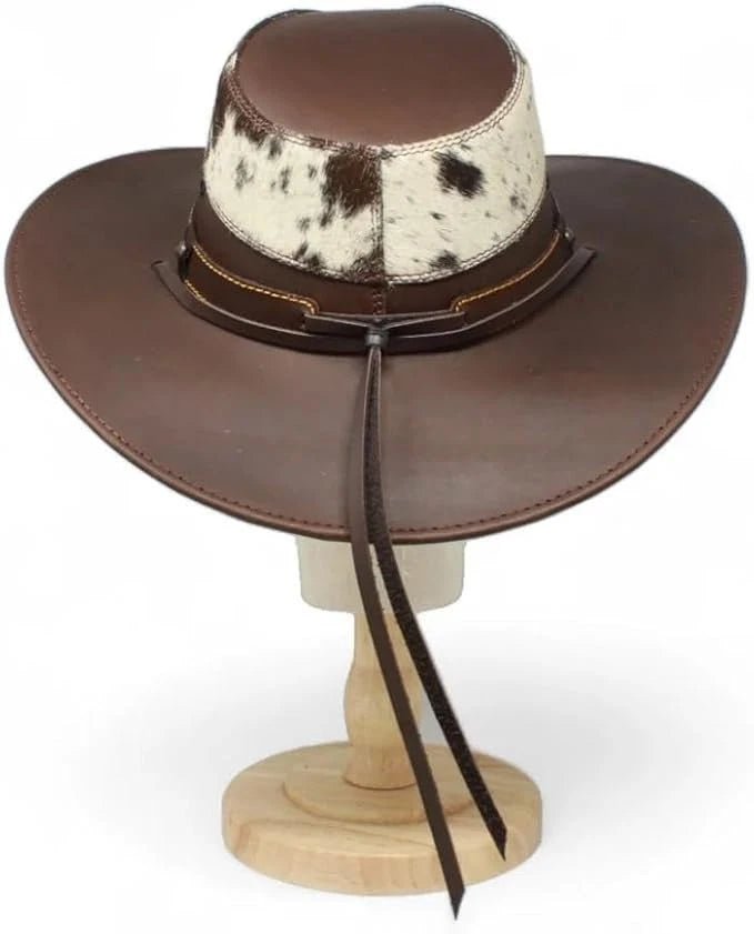 Genuine Leather Cowboy Western Hat for Men and Woman with Cowhide Hair-Brown - OriginalWestern.com