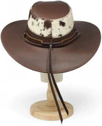 Genuine Leather Cowboy Western Hat for Men and Woman with Cowhide Hair-Brown - OriginalWestern.com