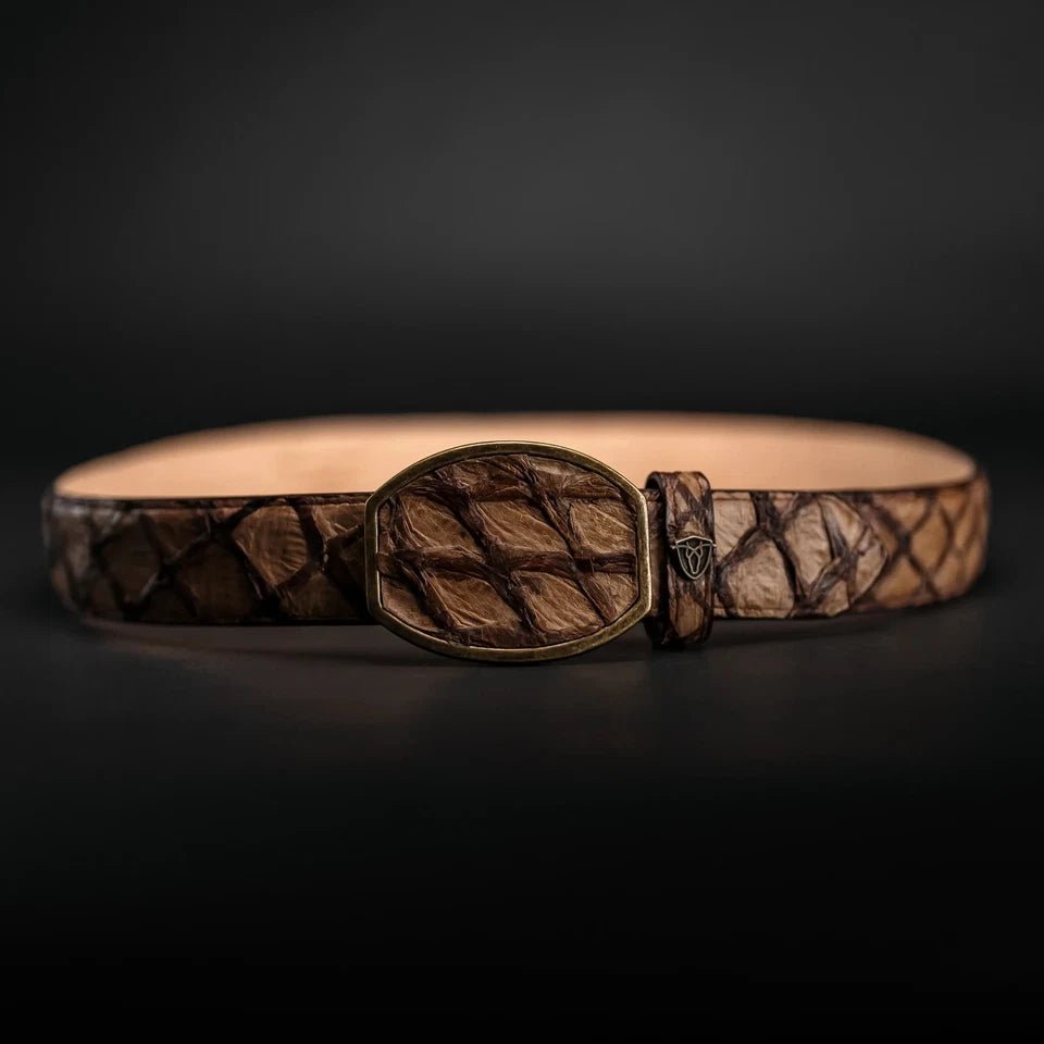 Genuine Pirarucu Monster Fish Skin Western Belt with Removable Buckle - Oryx - OriginalWestern.com