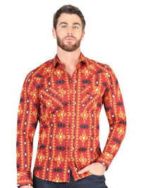 El General - Casual Long Sleeve Shirt - Brick 44400