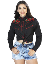 Centenario Womens  Black - Embroidered Shirt 42961