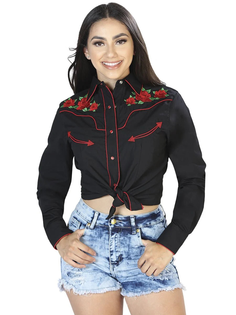Centenario Womens  Black - Embroidered Shirt 42961