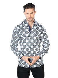 El General - Casual Long Sleeve Shirt- White and Black 44048