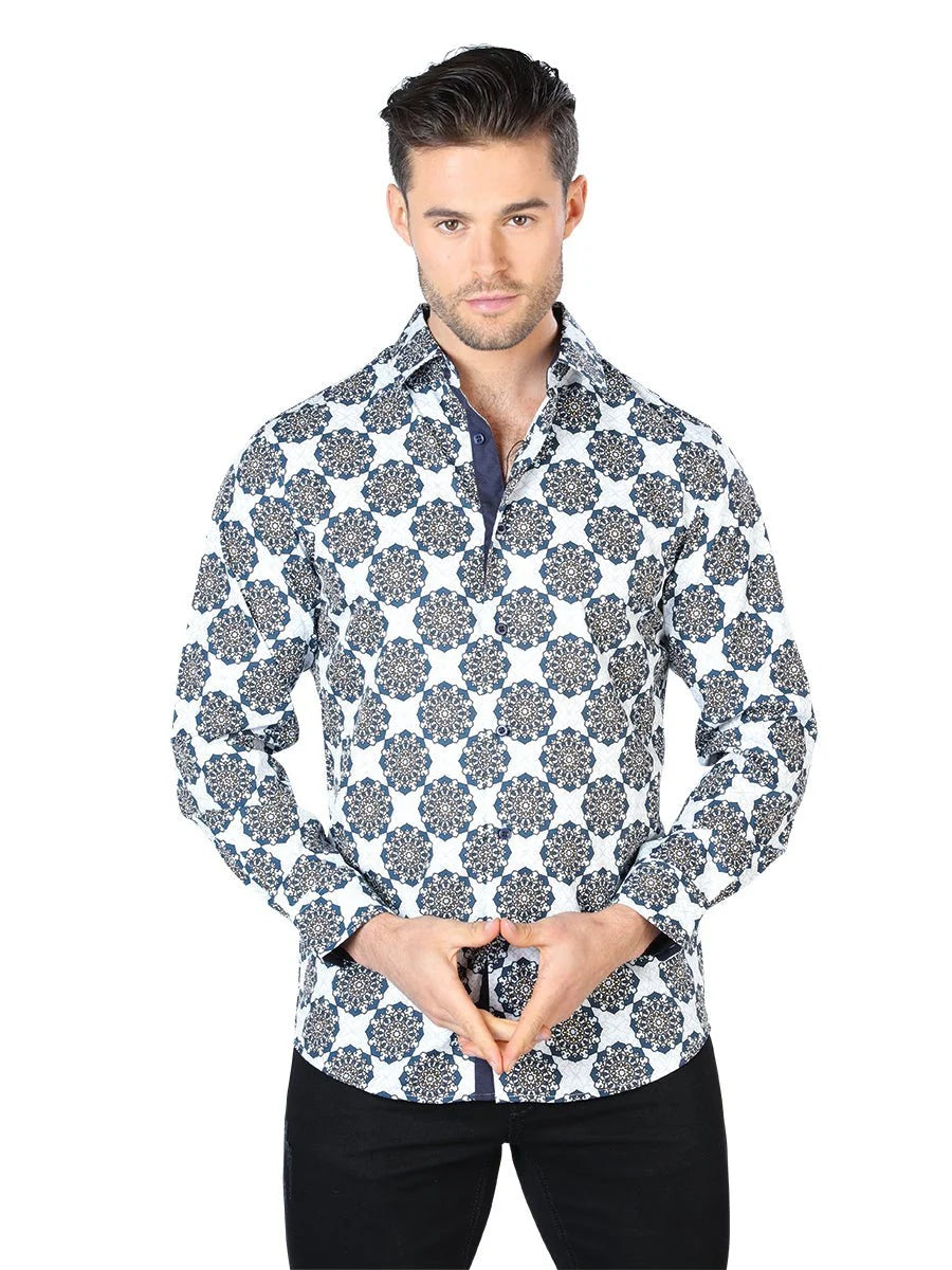 El General - Casual Long Sleeve Shirt- White and Black 44048