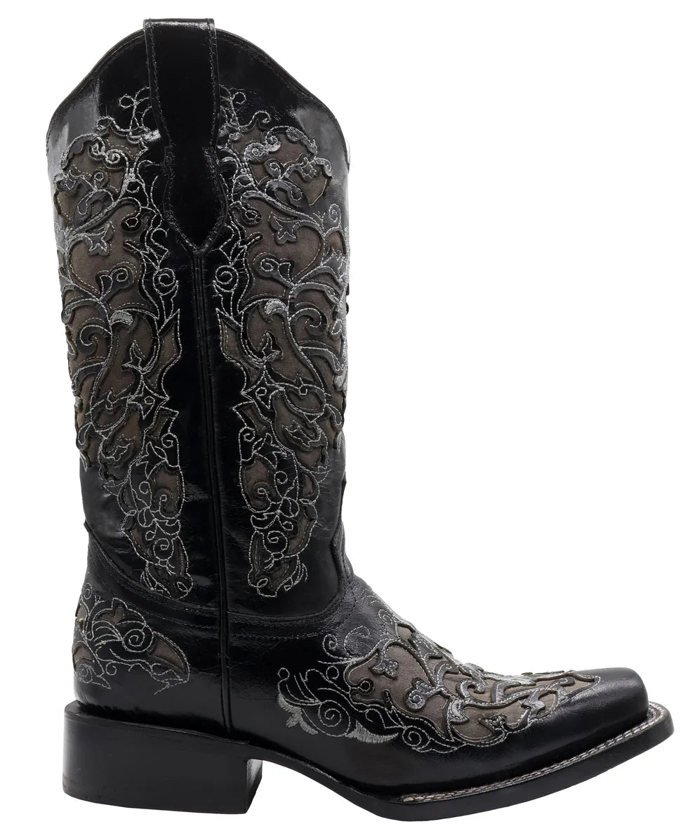 Women´s Silverton Grace All Leather Square Toe Boots-Black