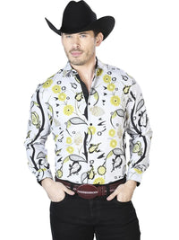 El General - Gray And Yellow Casual Long Sleeve Shirt 43697