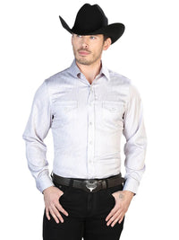 Grey Casual Long Sleeve Shirt 43949 - OriginalWestern.com