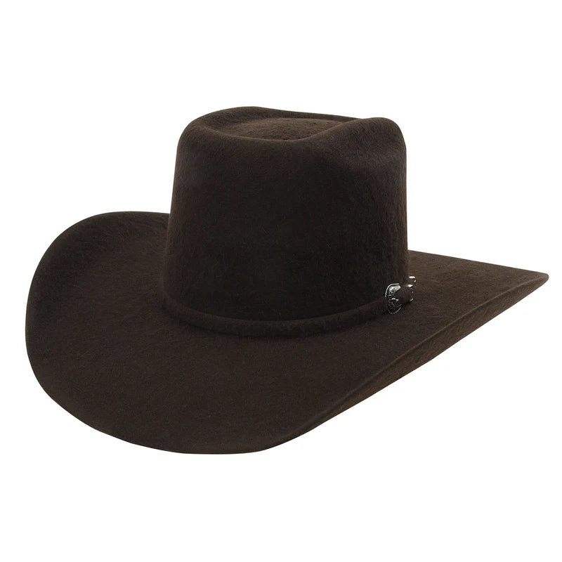 Cuernos Chuecos 10X Vakera Grizzly Style Brick Crown Fur Felt Cowboy Hat - Chocolate