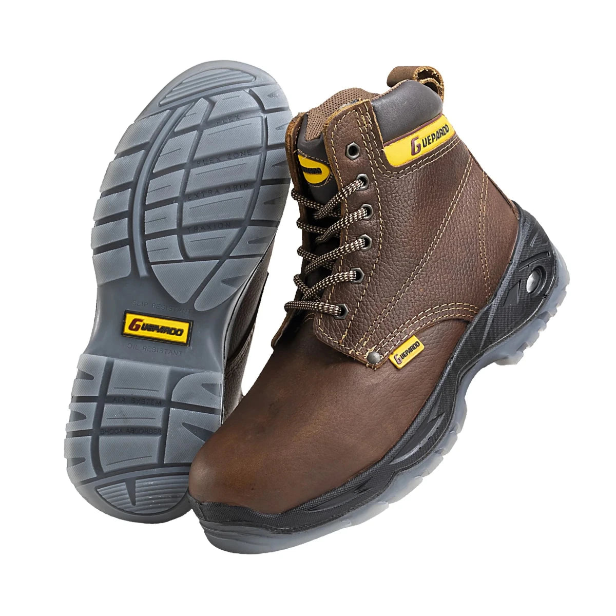 Guepardo Leather Air Bubble Heel Work Boot–Brown - OriginalWestern.com