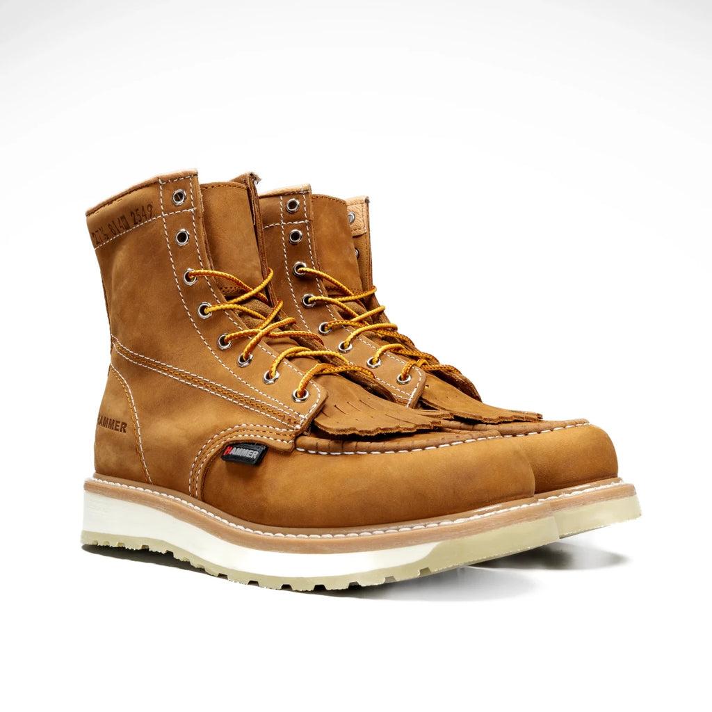 Hammer 8" Leather Men's HM814 Lace Up Work Boots - Mango - OriginalWestern.com