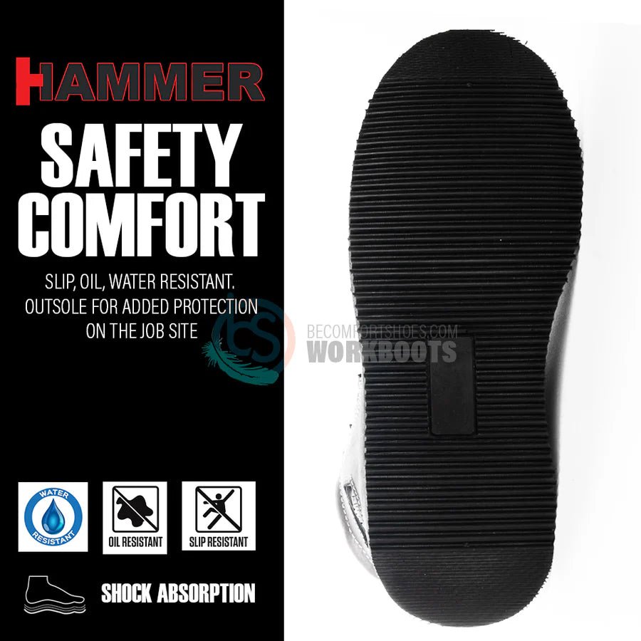 Hammer HM330 Dual Zipper Comfort Wellington Sole Work Boots–Black - OriginalWestern.com