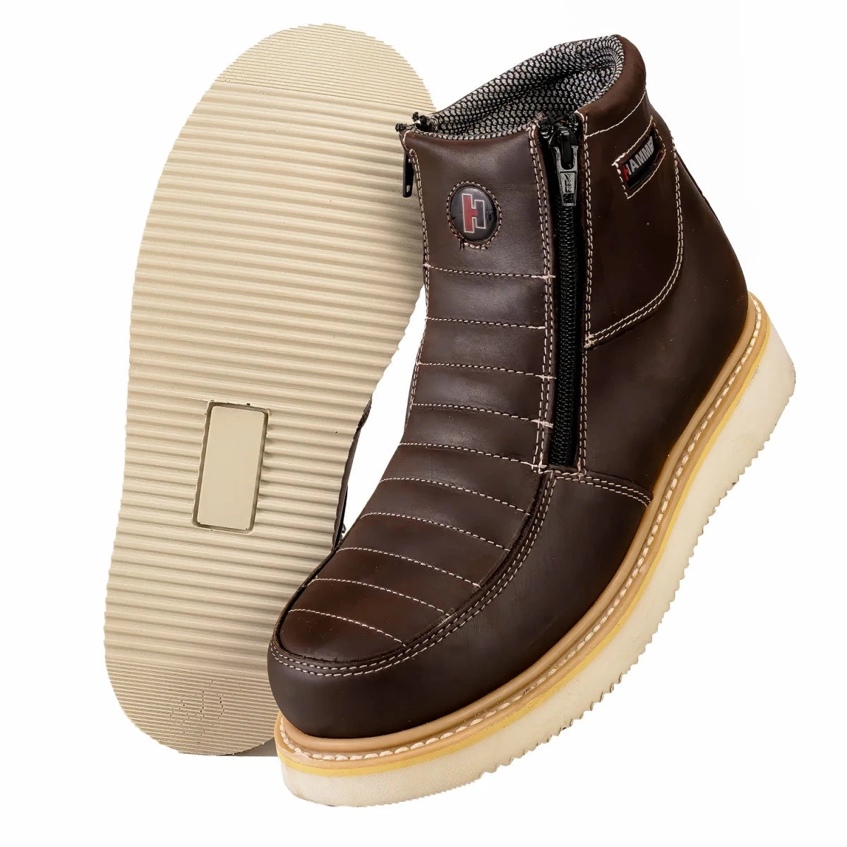 Hammer HM330 Dual Zipper Comfort Wellington Sole Work Boots–Brown - OriginalWestern.com