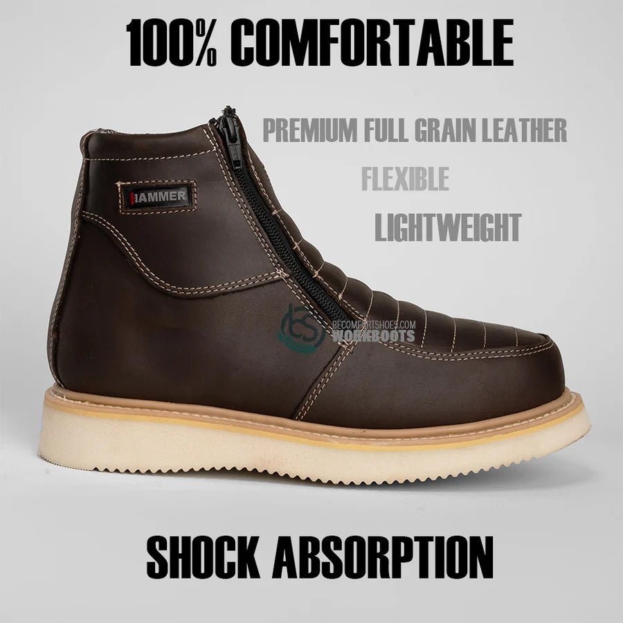 Hammer HM330 Dual Zipper Comfort Wellington Sole Work Boots–Brown - OriginalWestern.com