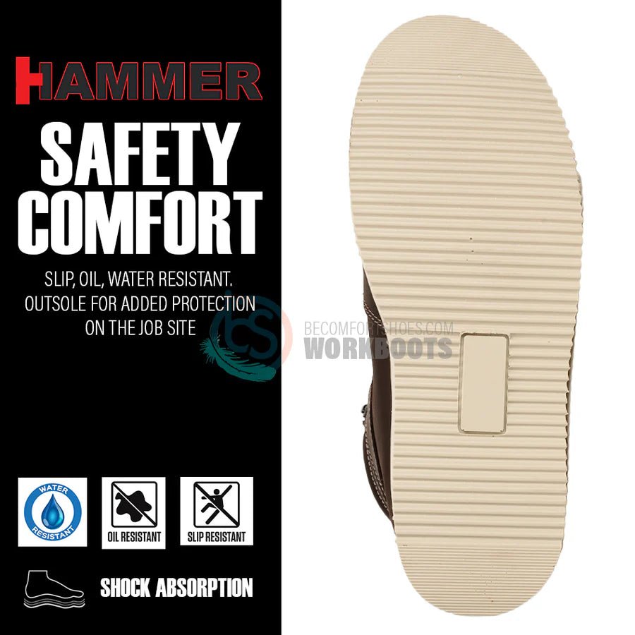 Hammer HM330 Dual Zipper Comfort Wellington Sole Work Boots–Brown - OriginalWestern.com