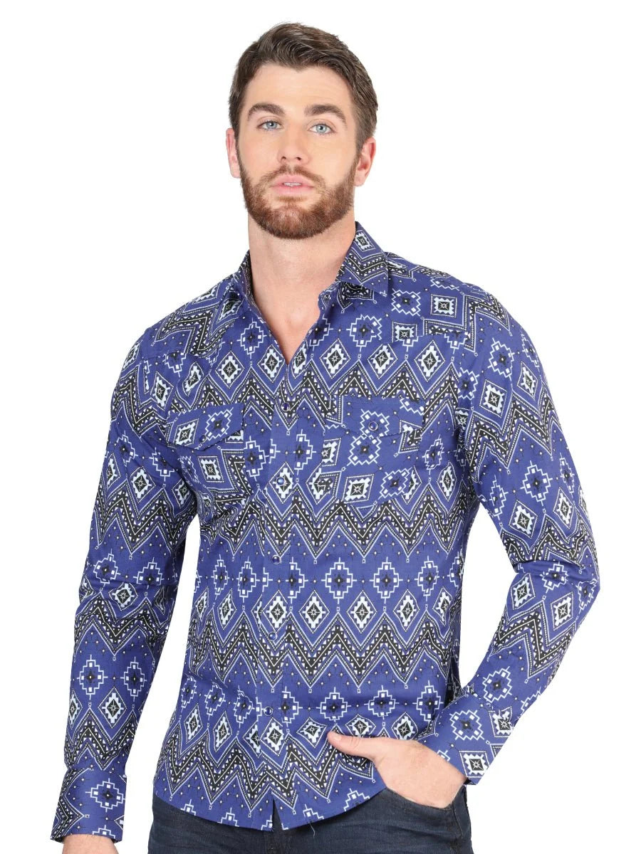 El General - Casual Long Sleeve Shirt  Blue 44429
