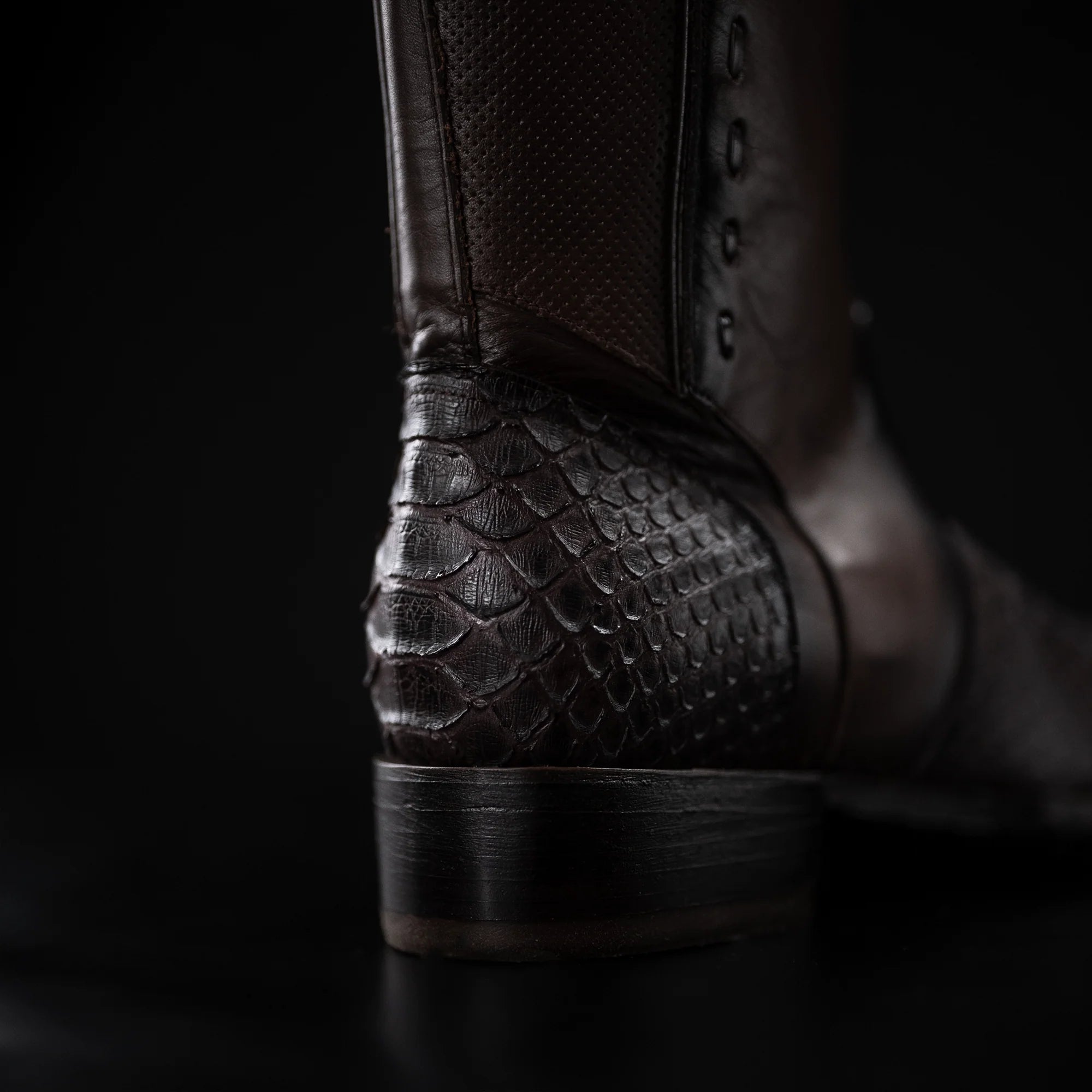 Rodeo Cartie Men's Gala Python Oval Toe Roper Boots with Zipper – Brown