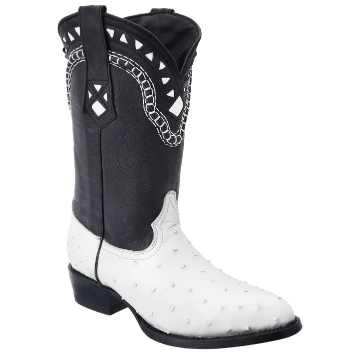 White Diamonds Men's Genuine Ostrich Original 900 Cowboy Boots – White
