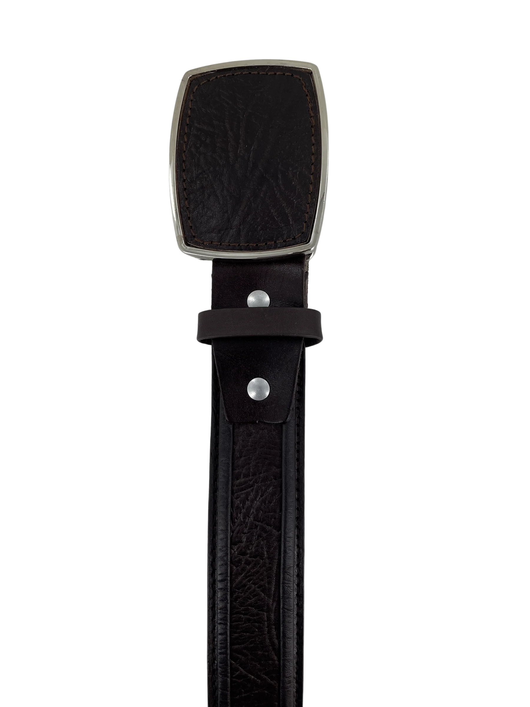 Shark Skin Print Western Belt with Removable Metal Buckle - Brown