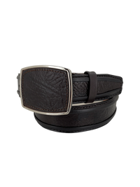 Shark Skin Print Western Belt with Removable Metal Buckle - Brown