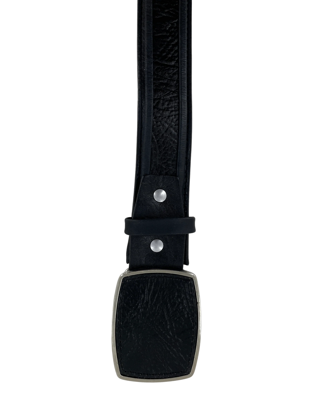 Shark Skin Print Western Belt with Removable Metal Buckle - Black